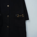 グッチ ホースビット ゴールドボタン マオカラー ウール ロングコート レディース ブラック - NEWSED