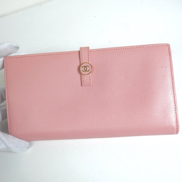 シャネル ココボタン レザー 長財布 ピンク - NEWSED