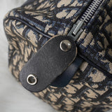 クリスチャンディオール トロッター キャンバス / レザー ミニボストンバッグ ネイビー - NEWSED