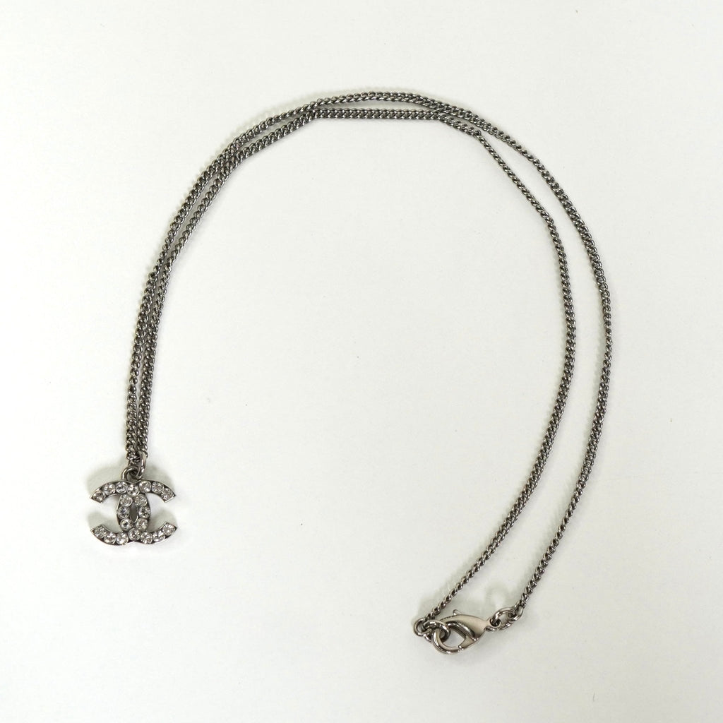 シャネル ココマーク ラインストーン ネックレス シルバー