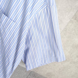 バーバリー ホースロゴ 刺繍 ストライプ柄 半袖シャツ ブルー - NEWSED