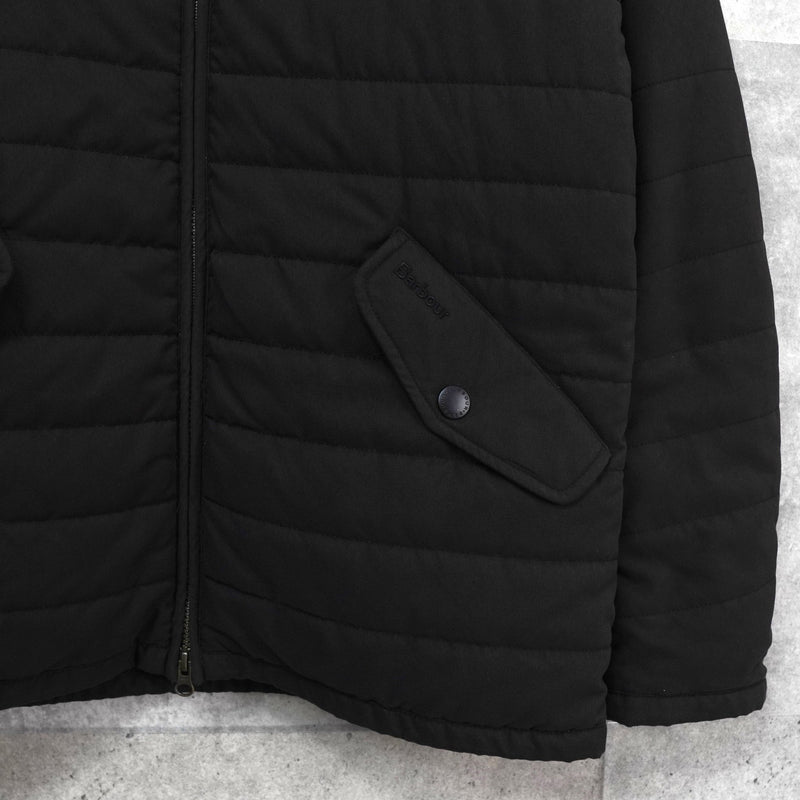 バブアー スエード切り替え キルティングジャケット ブラック - NEWSED