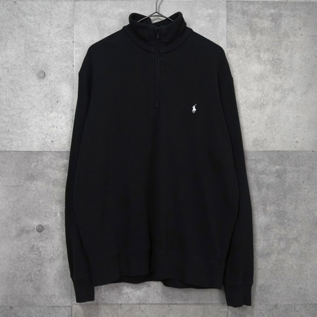 ラルフローレン ロゴ ハーフジップ スウェット ブラック