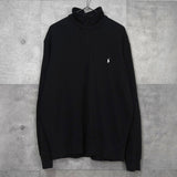 ラルフローレン ロゴ ハーフジップ スウェット ブラック - NEWSED