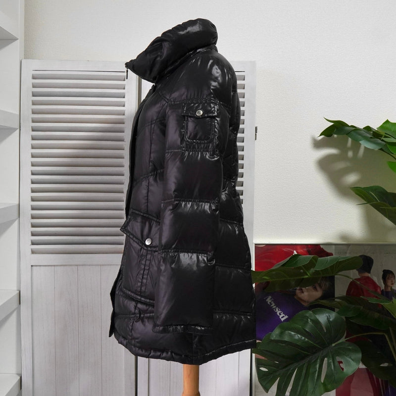 バーバリー ブルーレーベル ホースロゴ ノバチェック裏地 ロング ダウンジャケット レディース ダークブラウン - NEWSED