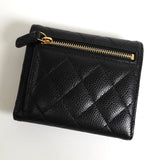 シャネル ココマーク マトラッセ キャビアスキン コンパクトウォレット 三つ折り財布 ブラック - NEWSED