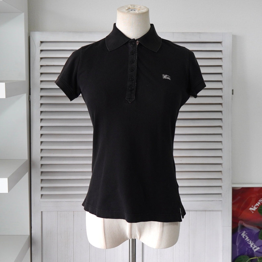 Burberry 女士黑色徽标短袖 Polo 衫
