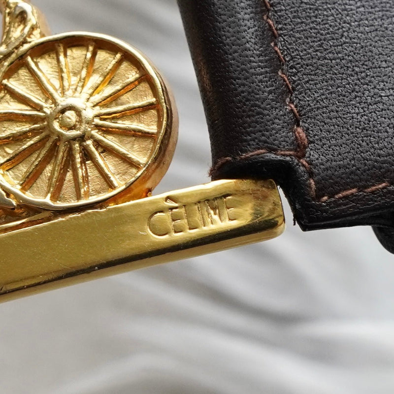 セリーヌ ヴィンテージ サルキー 輪馬車 レザー ベルト ブラウン / ゴールド レディース - NEWSED