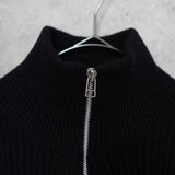 フレッドペリー ジップアップ ドライバーズ ニット ハイネック ロゴ刺繍 ブラック - NEWSED