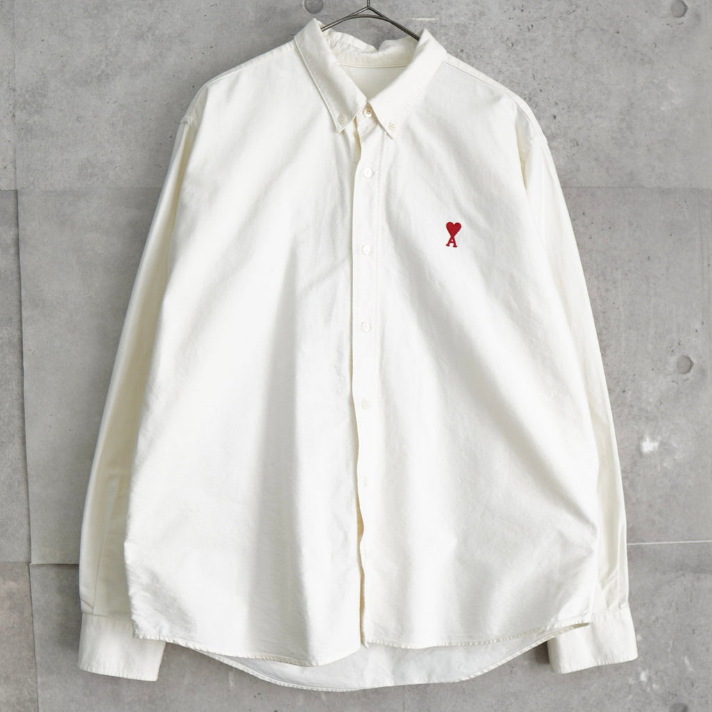 Ami Paris Ami Paris Heart Logo White Shirt Long Sleeve Shirt White / Red