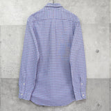 ポロ ラルフローレン 長袖シャツ ゴルフロゴ 刺繍 チェック柄 ブルー - NEWSED