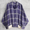 セリーヌ ヴィンテージ 長袖シャツ シャツジャケット ブルゾン トリオンフ 刺繍 チェック柄 パープル