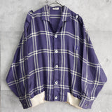 セリーヌ ヴィンテージ 長袖シャツ シャツジャケット ブルゾン トリオンフ 刺繍 チェック柄 パープル - NEWSED