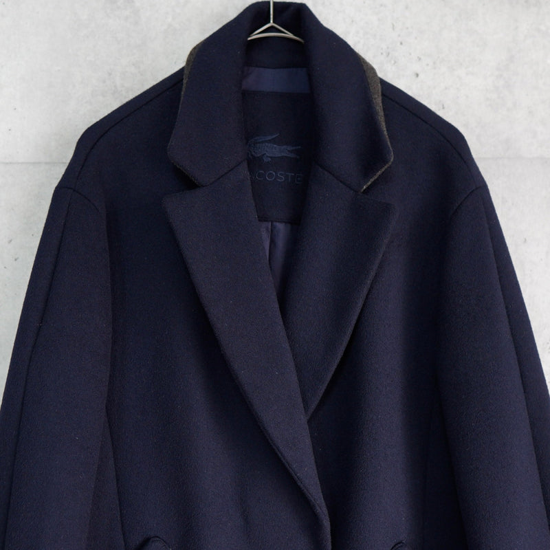 ラコステ ウールコート チェスターコート オーバーコート ネイビー - NEWSED