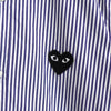 Play Comme des Garçons 蓝色心形标志条纹长袖衬衫