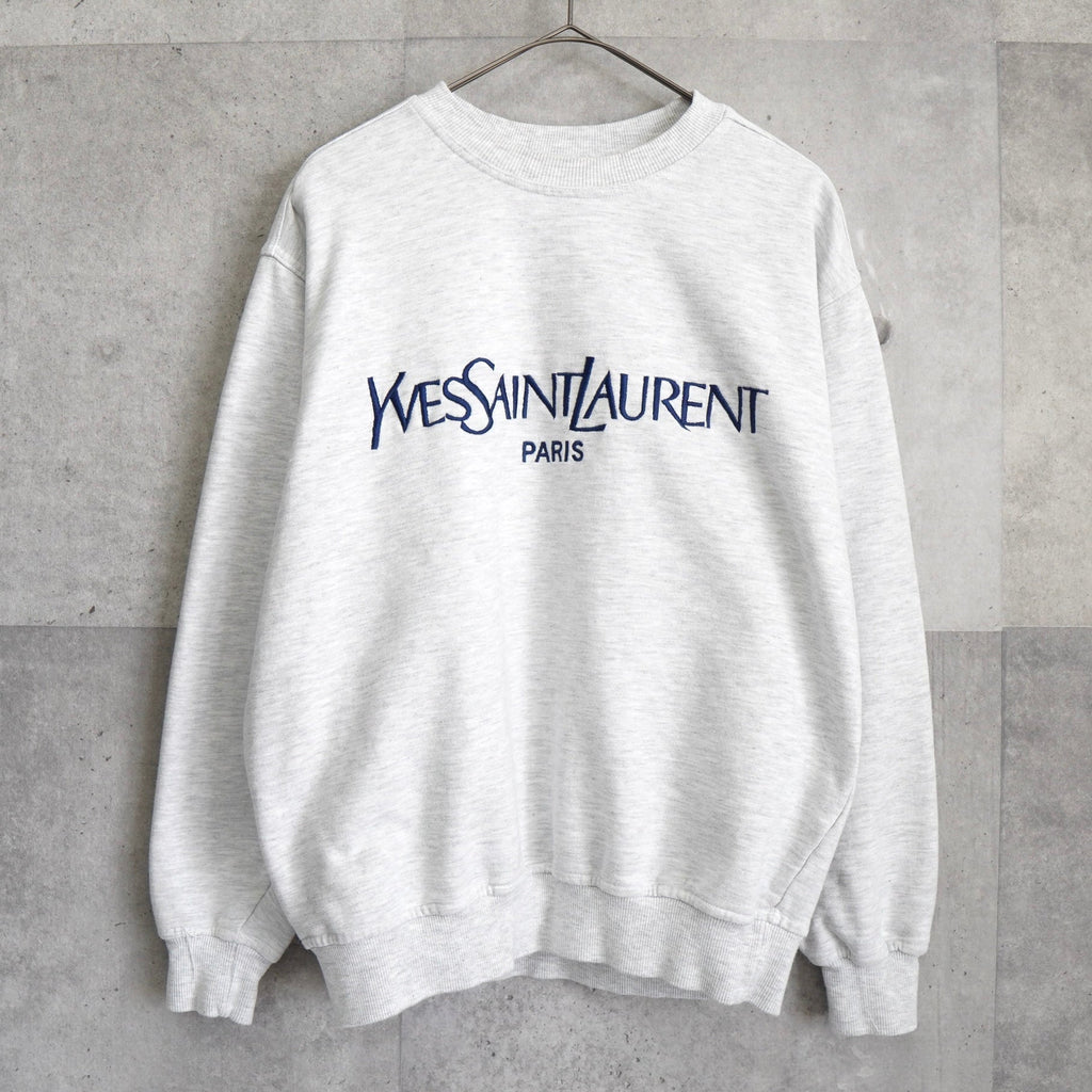 Yves Saint Laurent 复古徽标刺绣运动衫（浅灰色）
