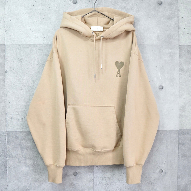 アミパリ アミ パリス ハートロゴ 刺繍 パーカー ベージュ | ブランド