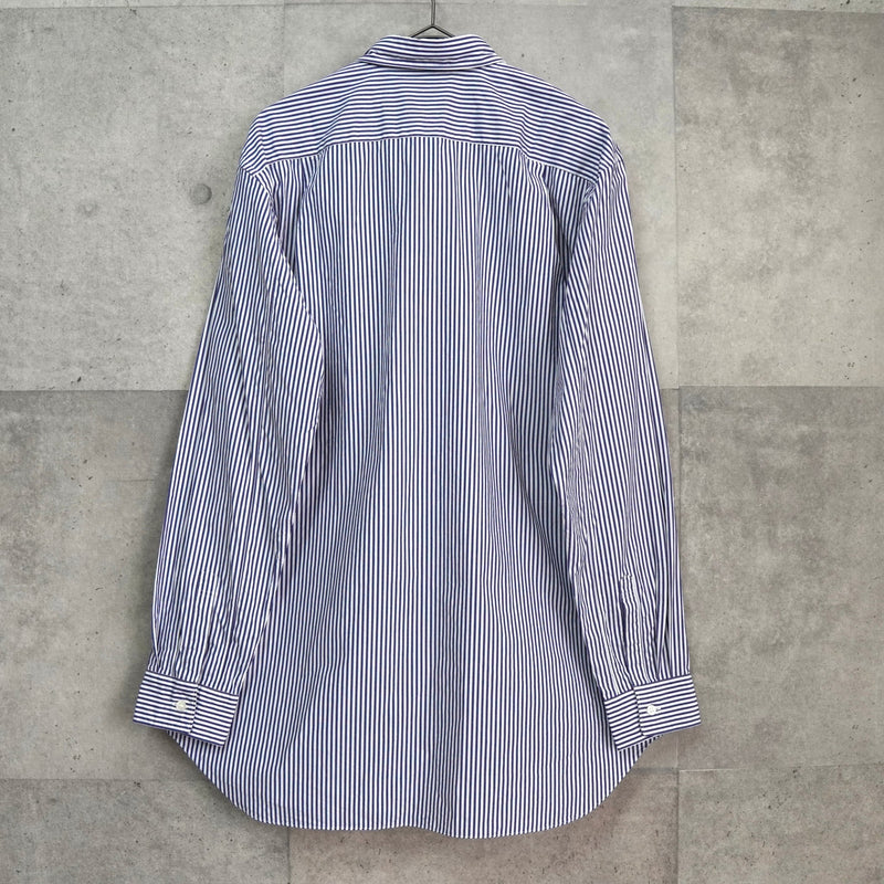 プレイ コムデギャルソン ハートロゴ ストライプ柄 長袖シャツ ネイビー タグ付き未使用品 - NEWSED