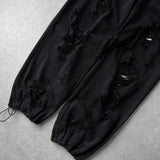 フェン チェン ワン ダメージ加工 スウェットパンツ ブラック メンズ - NEWSED