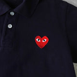 プレイ コムデギャルソン ハートロゴ 半袖ポロシャツ ブラック - NEWSED
