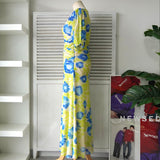 ガニー 総柄 半袖 ロングワンピース ライム - NEWSED