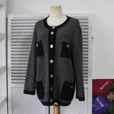 イヴ サンローラン ヴィンテージ 金ボタン カーディガン グレー レディース - NEWSED