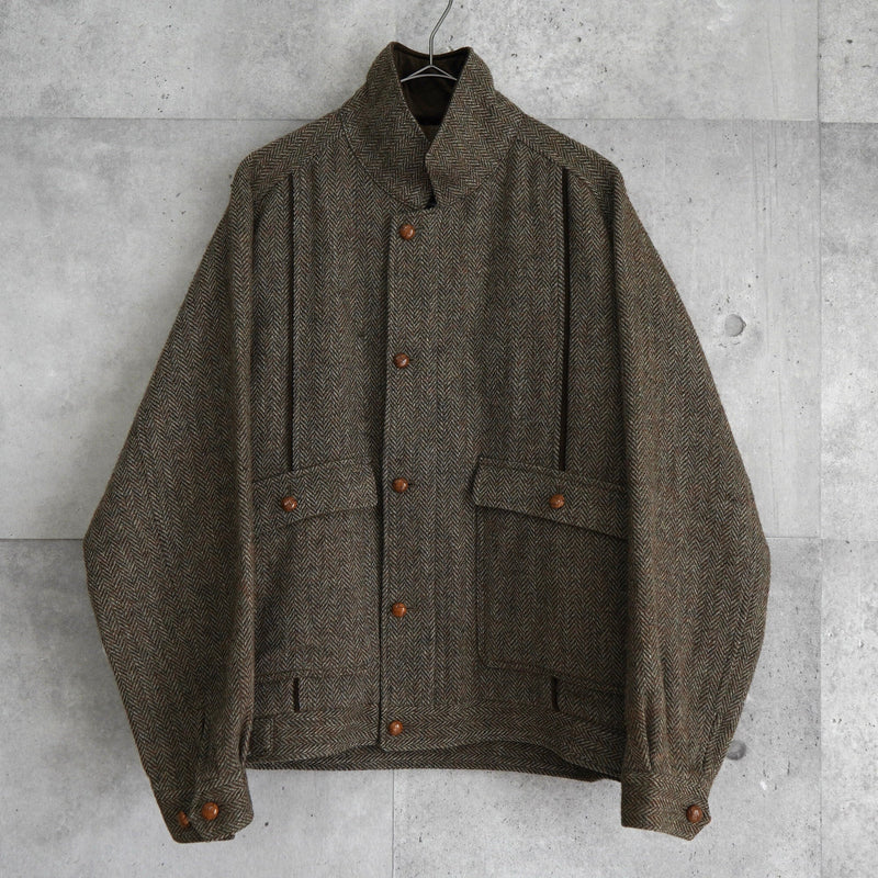 バーバリー ヴィンテージ ヘリンボーン 襟異素材切り替え ブルゾン