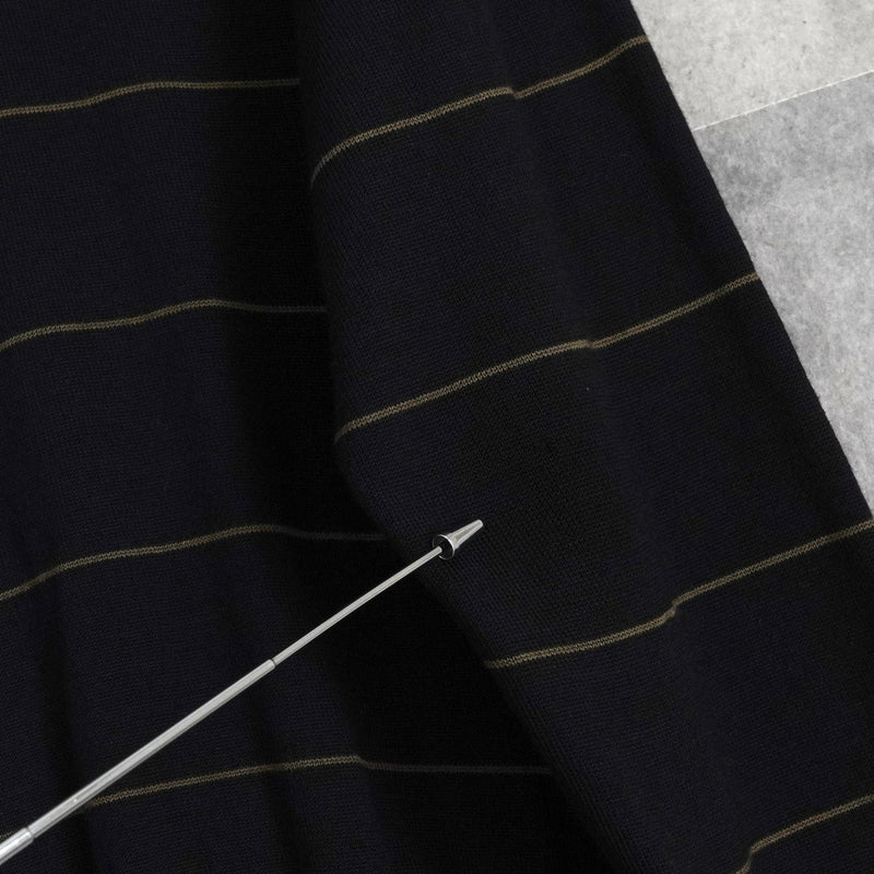 セリーヌ ヴィンテージ ボーダー柄 トリオンフ ワッペン 金ボタン シルク混紡 ポロニット ブラック - NEWSED