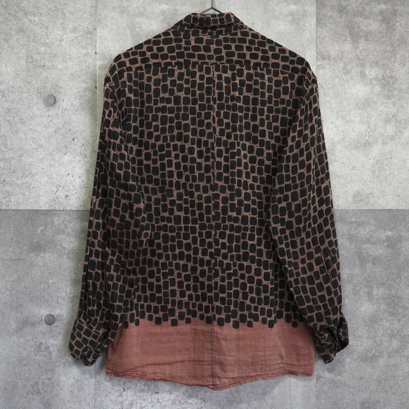 ドリス ヴァンノッテン シルク 総柄 長袖シャツ ブラウン - NEWSED