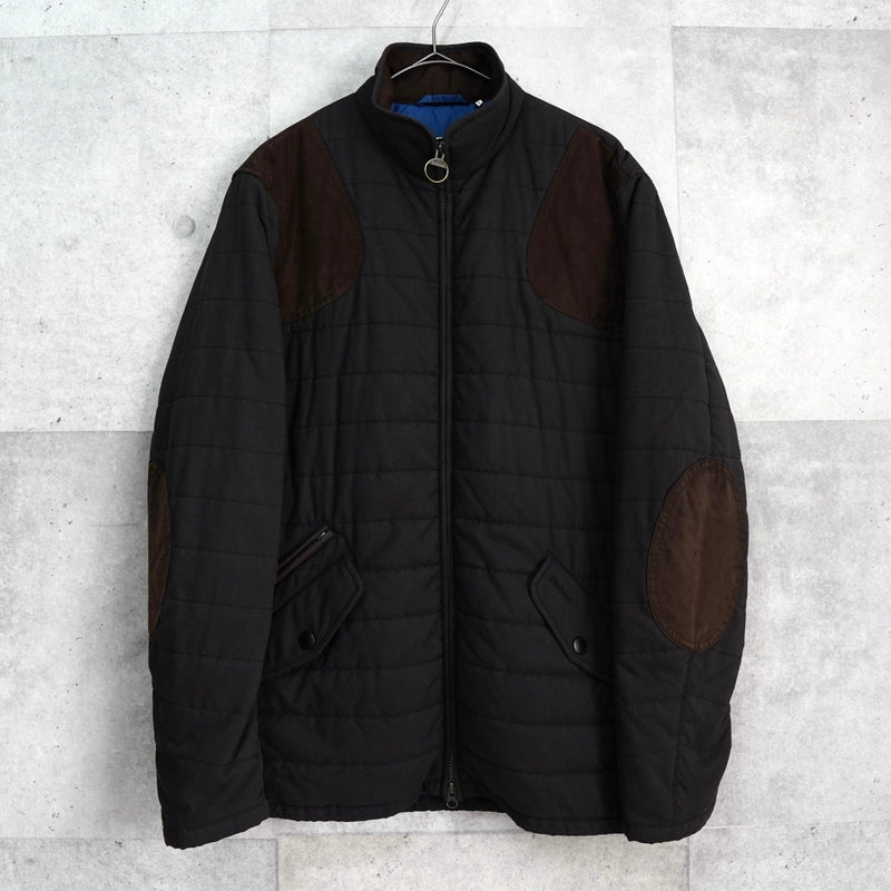 バブアー スエード切り替え キルティングジャケット ブラック - NEWSED