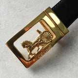 セリーヌ ヴィンテージ サルキー 輪馬車 レザー ベルト ブラック / ゴールド - NEWSED