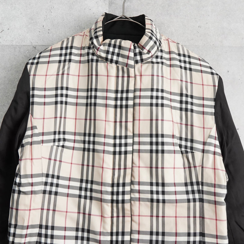バーバリー リバーシブル ノバチェック ジップアップ 中綿ジャケット ブラック / ベージュ - NEWSED