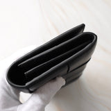 ボッテガ ヴェネタ イントレチャート カセット レザー ロングウォレット 二つ折り財布 ブラック - NEWSED