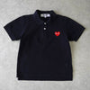 プレイ コムデギャルソン ハートロゴ 半袖ポロシャツ ブラック