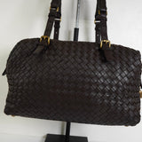 ボッテガ ヴェネタ イントレチャート レザー ミニボストンバッグ ハンドバッグ ブラウン - NEWSED