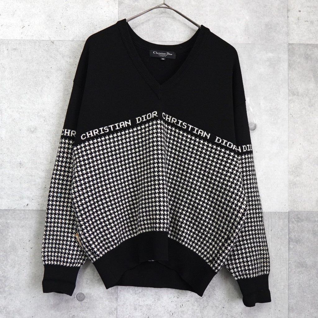 Christian Dior 黑色/白色千鸟格针织衫