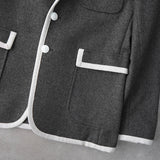 メゾン キツネ シングル テーラードジャケット ブレザー グレー/ホワイト - NEWSED