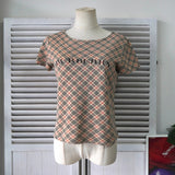 バーバリー ブルーレーベル ノバチェック ロゴ プリント 半袖トップス ベージュ レディース - NEWSED