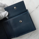 ボッテガ ヴェネタ イントレチャート レザー 二つ折り財布 ネイビー - NEWSED