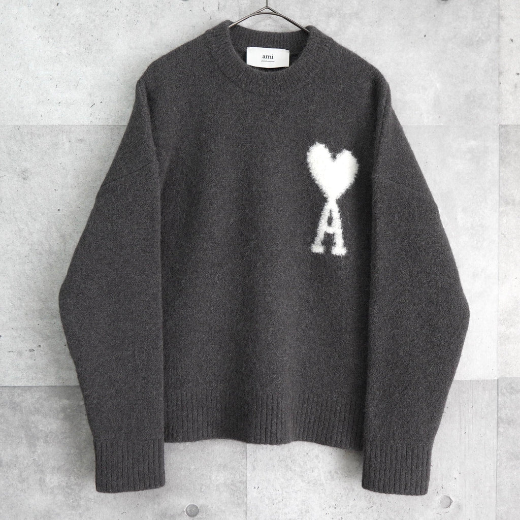 Ami Paris Ami Paris 羊驼毛心形徽标针织灰色