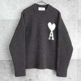 アミパリ アミ パリス アルパカ ハートロゴ ニット グレー - NEWSED