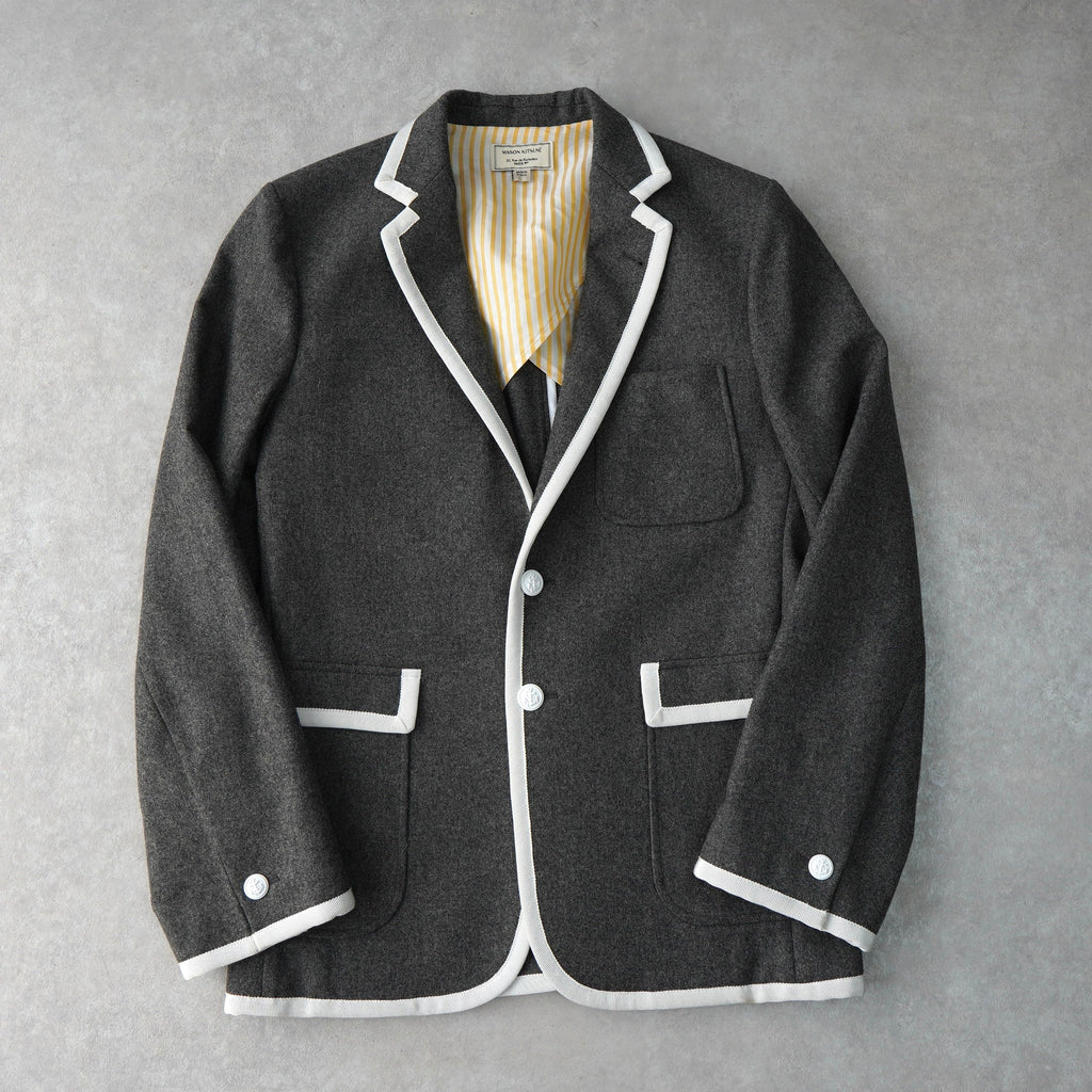 メゾン キツネ シングル テーラードジャケット ブレザー グレー/ホワイト
