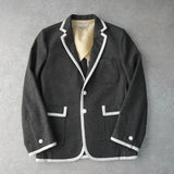 メゾン キツネ シングル テーラードジャケット ブレザー グレー/ホワイト - NEWSED