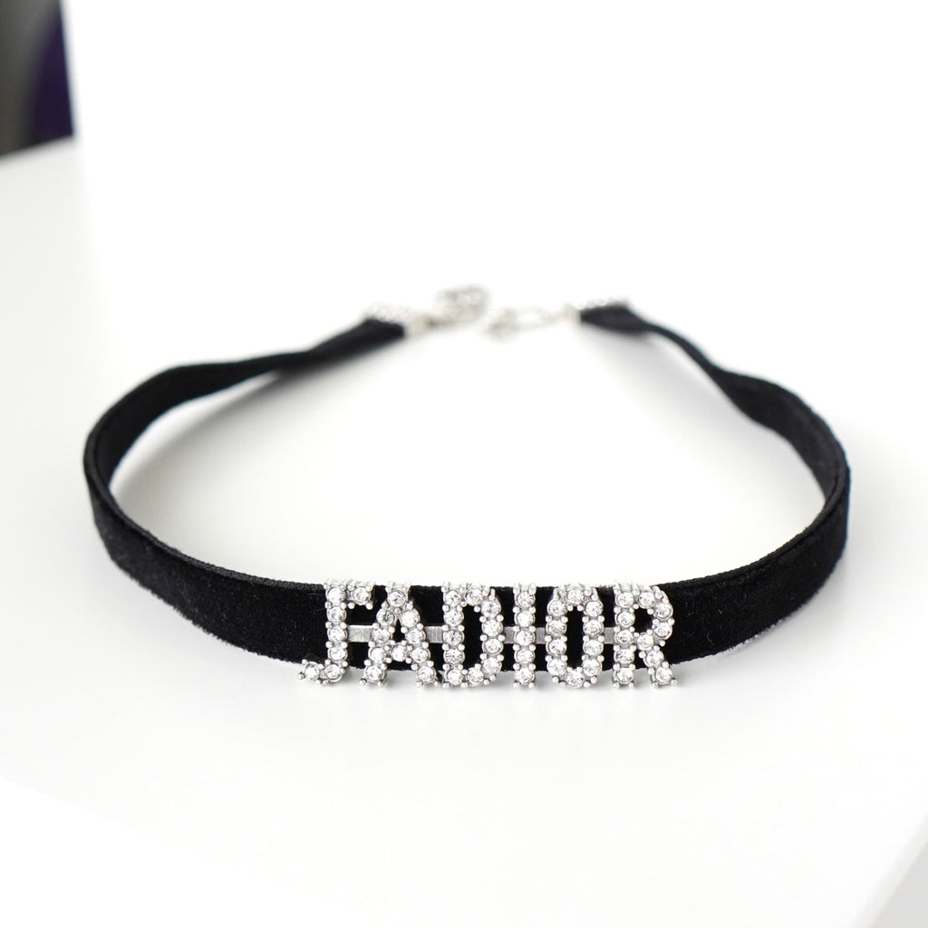 クリスチャン ディオール ラインストーン ベルベット チョーカー ブラック