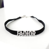 クリスチャン ディオール ラインストーン ベルベット チョーカー ブラック - NEWSED