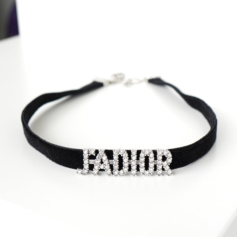 クリスチャン ディオール ラインストーン ベルベット チョーカー ブラック - NEWSED