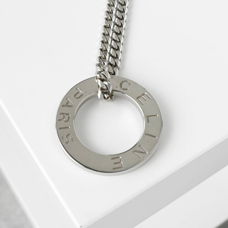 セリーヌ ヴィンテージ サークルロゴ シルバー ネックレス - NEWSED