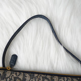 クリスチャン ディオール サドル キャンバス / レザー ハンドバッグ ワンショルダーバッグ ネイビー - NEWSED