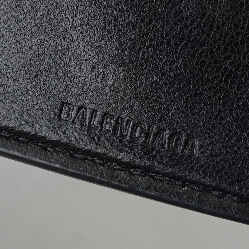 バレンシアガ エブリティ レザー 三つ折り財布 コンパクトウォレット ブラック - NEWSED