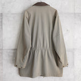 バーバリー フェイクレイヤード レザー襟 ハーフコート ハンティングジャケット ライナー付き グレーカーキ/ブラウン - NEWSED